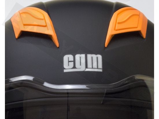 Helmet Demi Jet CGM 129S Dixon Matt Black/ Orange Fluo (double visor)